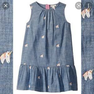 Crewcuts chambray unicorn dress sz 3